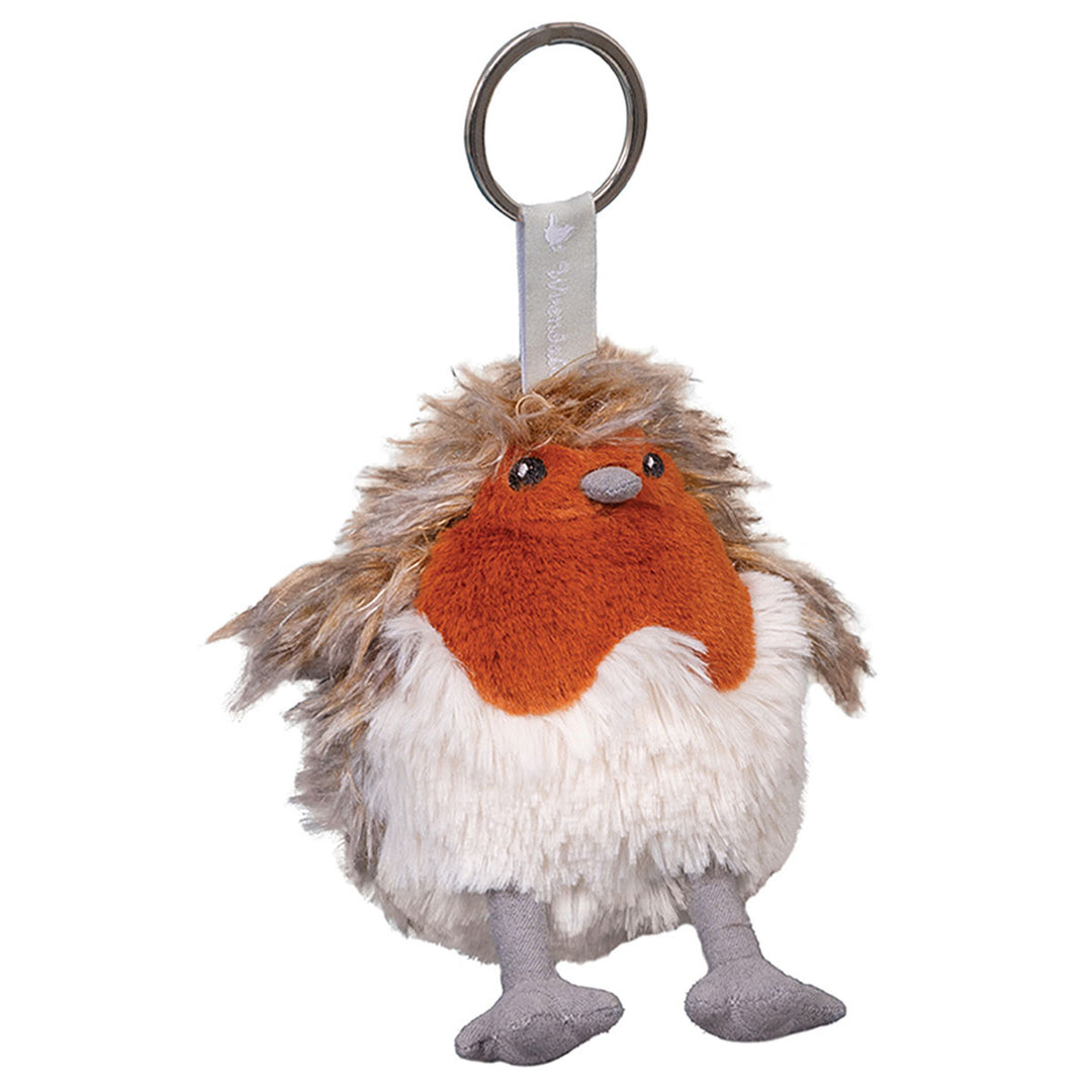 Robin plush keyring featuring Adele character from Wrendale Designs by Cornucopia Home and Gift, with soft fabric and detailed embroidery.
