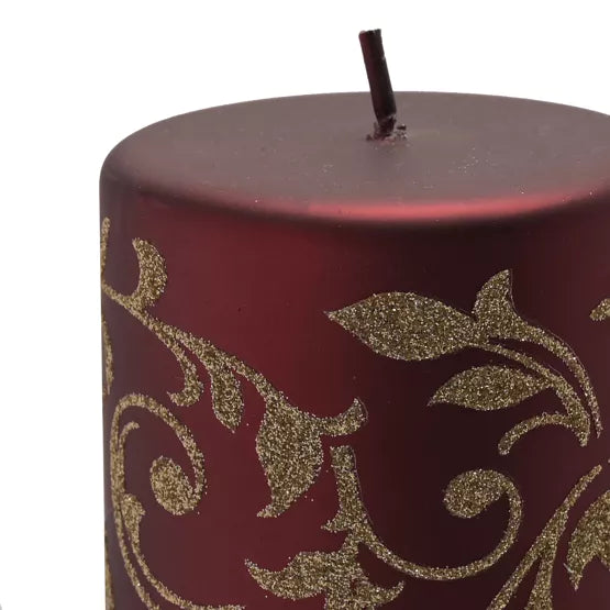 Large gold glitter pillar candle from Widdop &amp; Co Christmas collection by Cornucopia Home and Gift, featuring festive gold glitter finish.