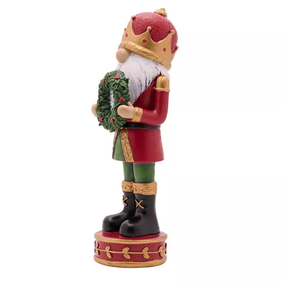 Widdop &amp; Co Christmas Santa Nutcracker standing 29cm tall, decorated with festive colors, from Cornucopia Home and Gift.