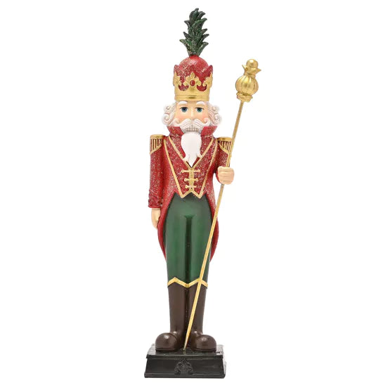 Cornucopia Home and Gift Christmas Nutcracker with staff, 26.5 cm tall, featuring festive holiday design and detailed craftsmanship.
