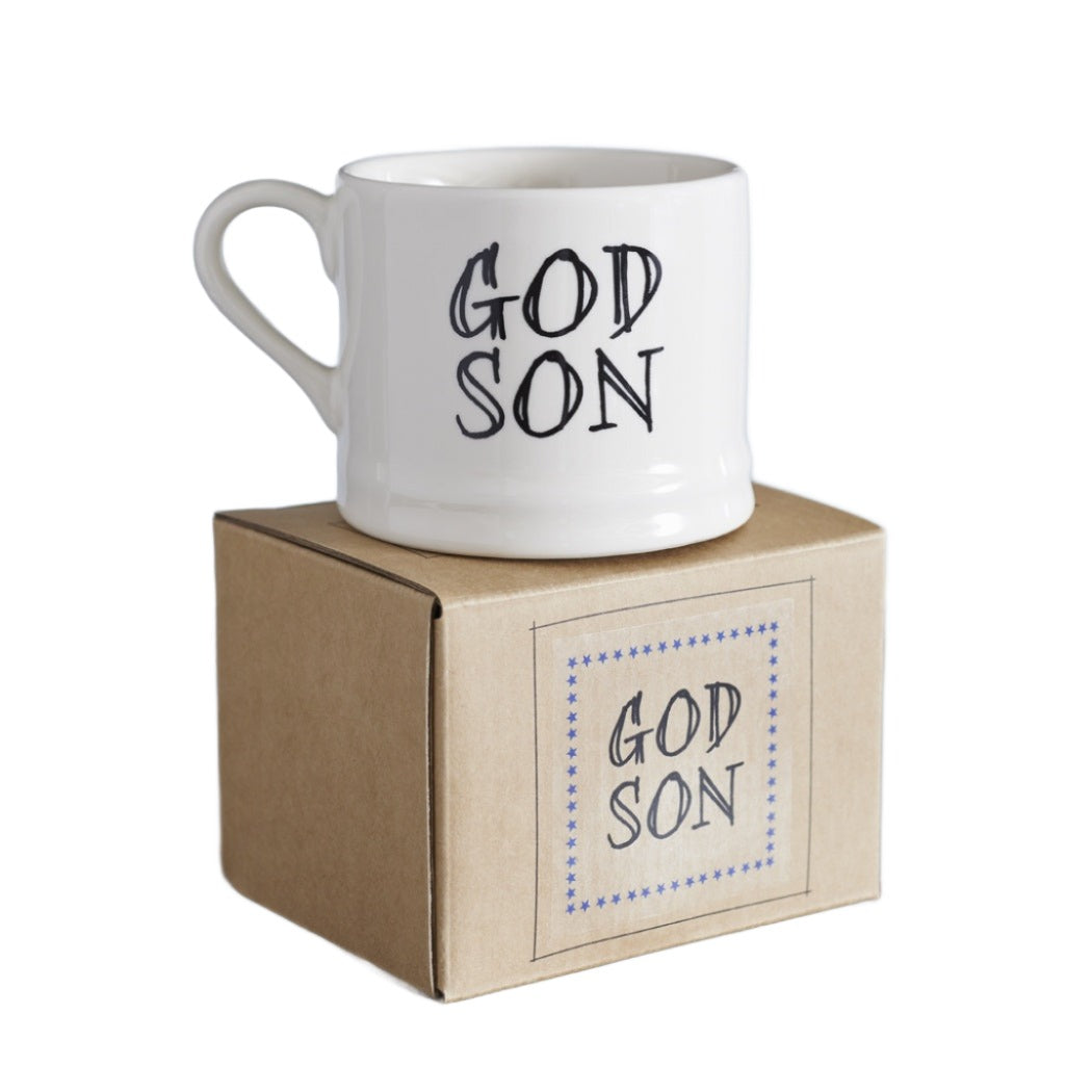 Sweet William family mug with "Godson" inscription by Cornucopia Home and Gift, featuring a charming ceramic design.