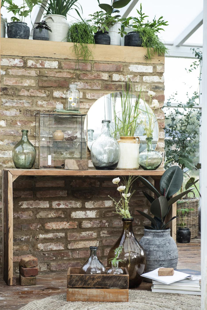 Large grey glass balloon vase by IB Laursen, featuring a smooth, rounded design ideal for floral arrangements.