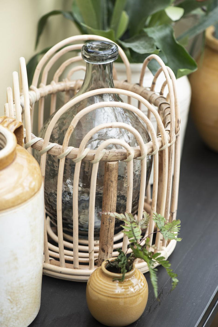 Large grey glass balloon vase by IB Laursen with a rounded, smooth surface, ideal for floral arrangements and home decor.