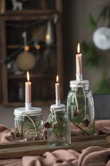 White metal candle holder with lid by IB Laursen, featuring a classic design suitable for home decor.