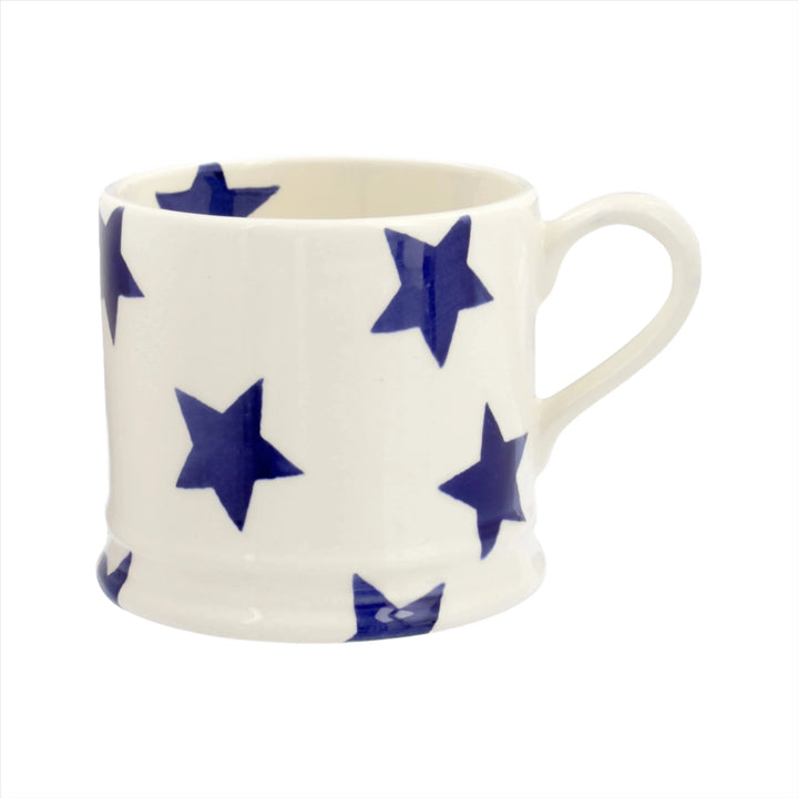 Emma Bridgewater Blue Star small ceramic mug with a blue star design on a white background, perfect for tea or coffee.