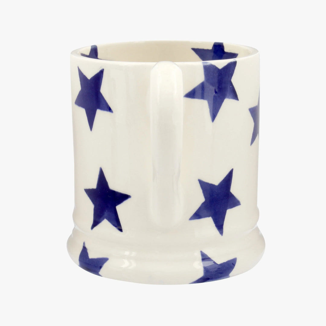 Emma Bridgewater Blue Star Half Pint Mug with blue star design and classic shape, made of ceramic for everyday use.
