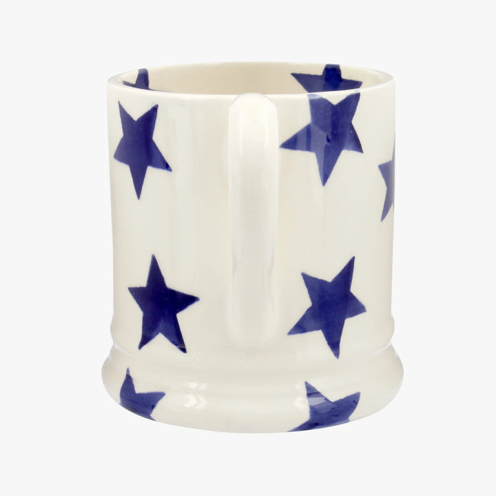 Emma Bridgewater Blue Star Half Pint Mug with blue star design and classic shape, made of ceramic for everyday use.