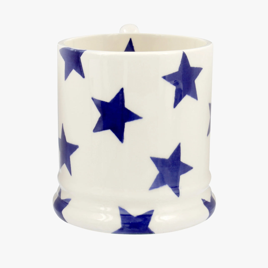 Emma Bridgewater Blue Star half pint mug with a blue star design, ceramic drinkware, on a neutral background.