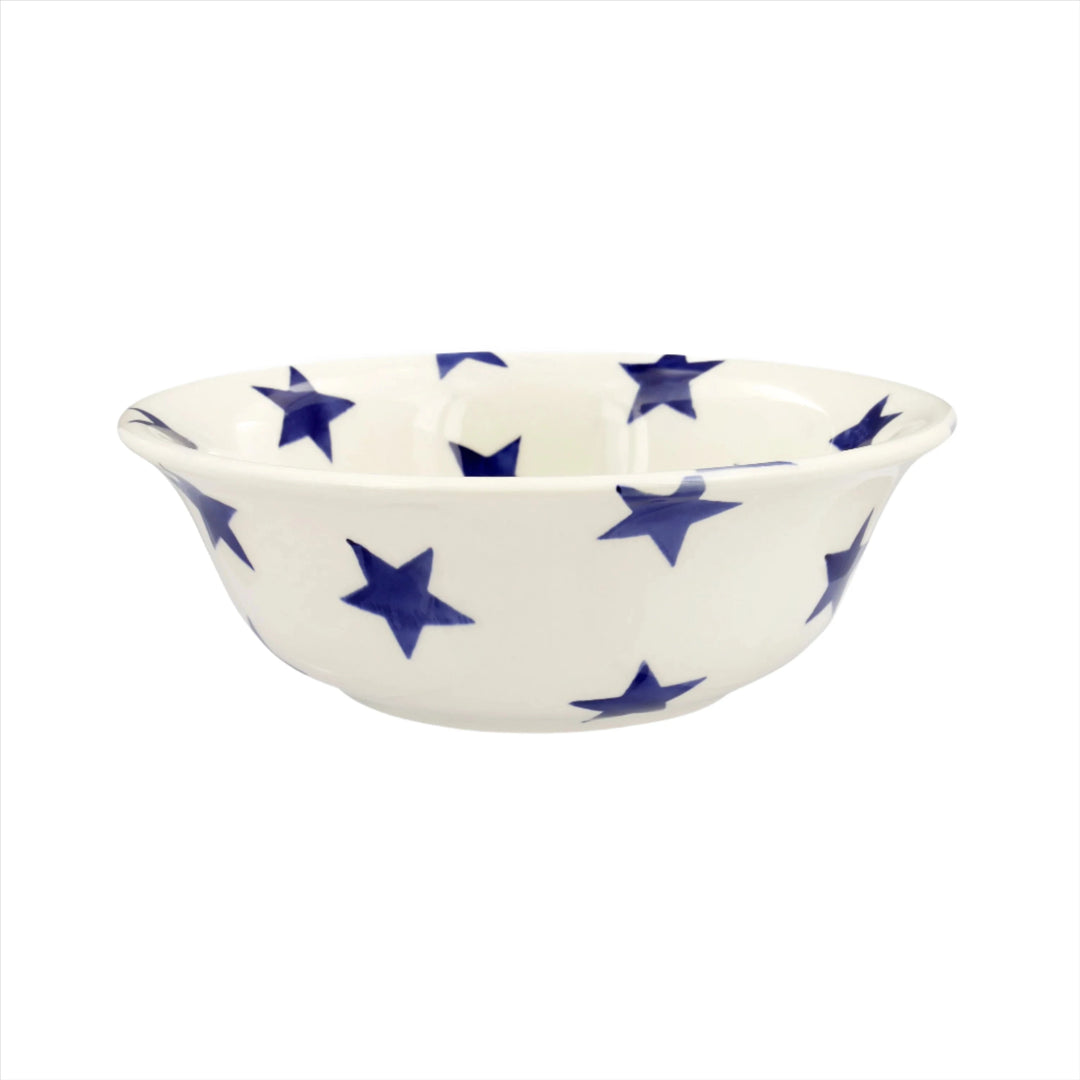 Emma Bridgewater Blue Star cereal bowl featuring a white background and blue star design, perfect for breakfast or serving snacks.
