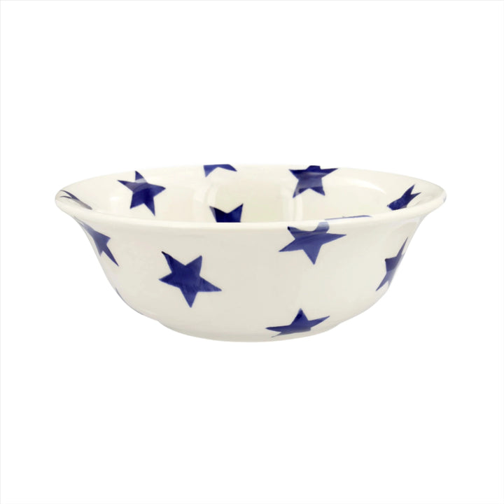 Emma Bridgewater Blue Star cereal bowl featuring a white background and blue star design, perfect for breakfast or serving snacks.