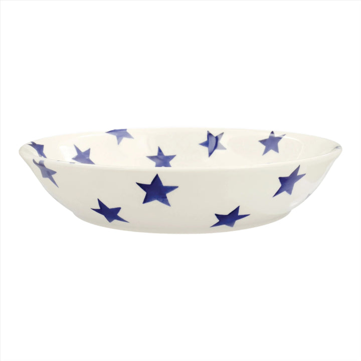 Emma Bridgewater Blue Star medium pasta bowl with blue star pattern on ceramic, ideal for serving pasta or salads.