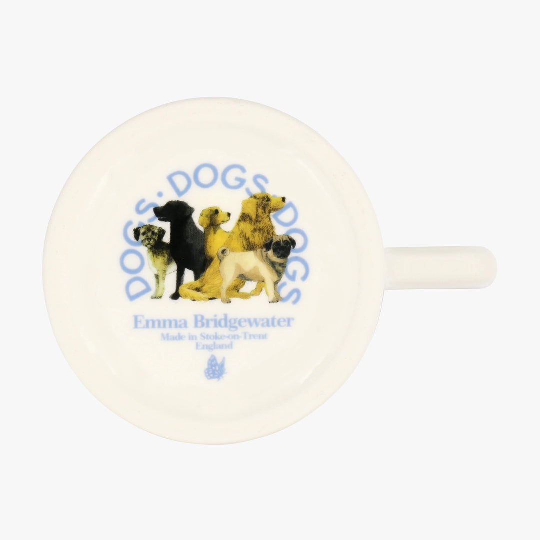 Emma Bridgewater Dogs Golden Retriever half pint mug featuring a detailed illustration of a golden retriever dog on a gray background.