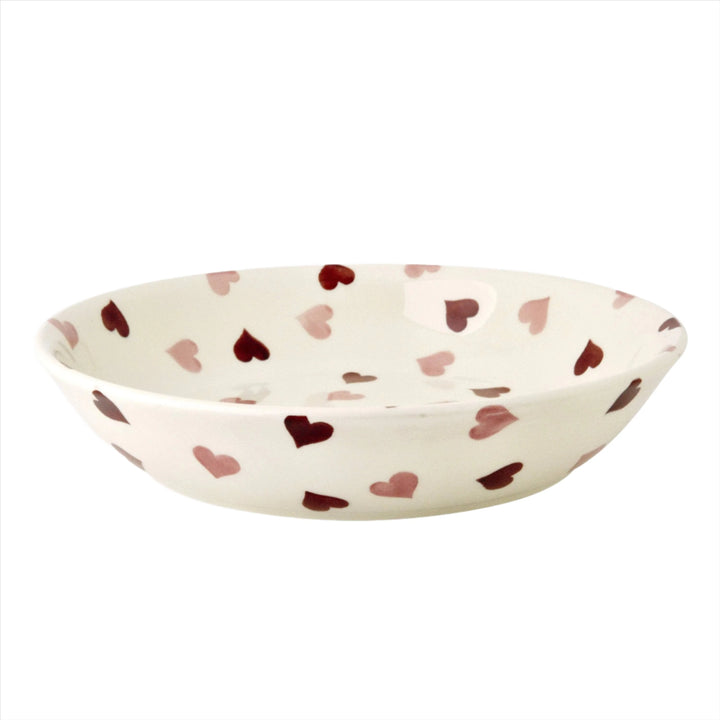 Emma Bridgewater pink hearts medium pasta bowl with floral pattern, ceramic dish for serving pasta or salads.