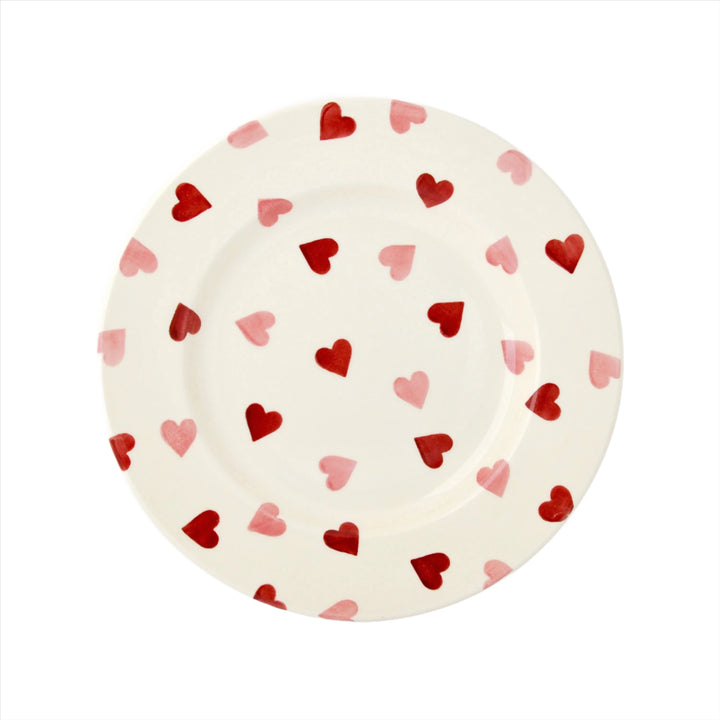 Emma Bridgewater Pink Hearts 8½ Inch Plate featuring a pink heart pattern on ceramic, showcasing a charming, decorative dinnerware piece.