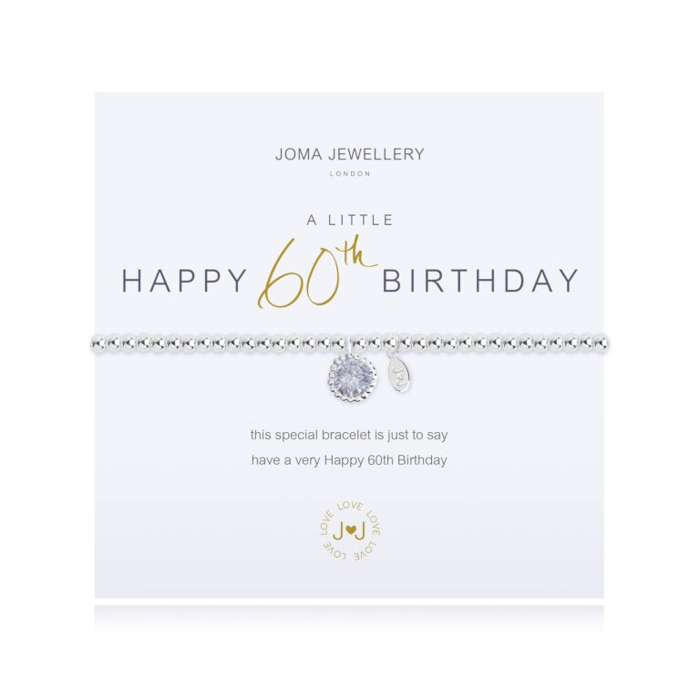 Joma Jewellery A Little Happy 60th Birthday bracelet with gold-tone charm and delicate chain, perfect for celebrating milestone birthdays.