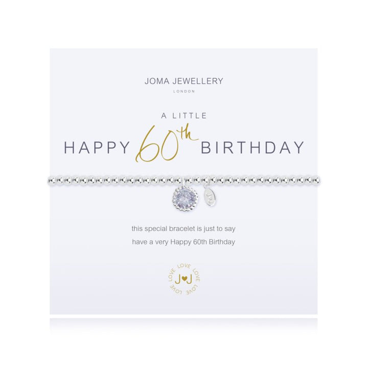 Joma Jewellery A Little Happy 60th Birthday bracelet with gold-tone charm and delicate chain, perfect for celebrating milestone birthdays.