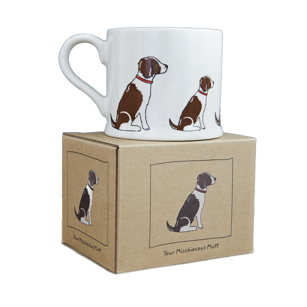 Sweet William Liver Springer Spaniel dog mug featuring a detailed image of a Springer Spaniel, made by Cornucopia Worcester.