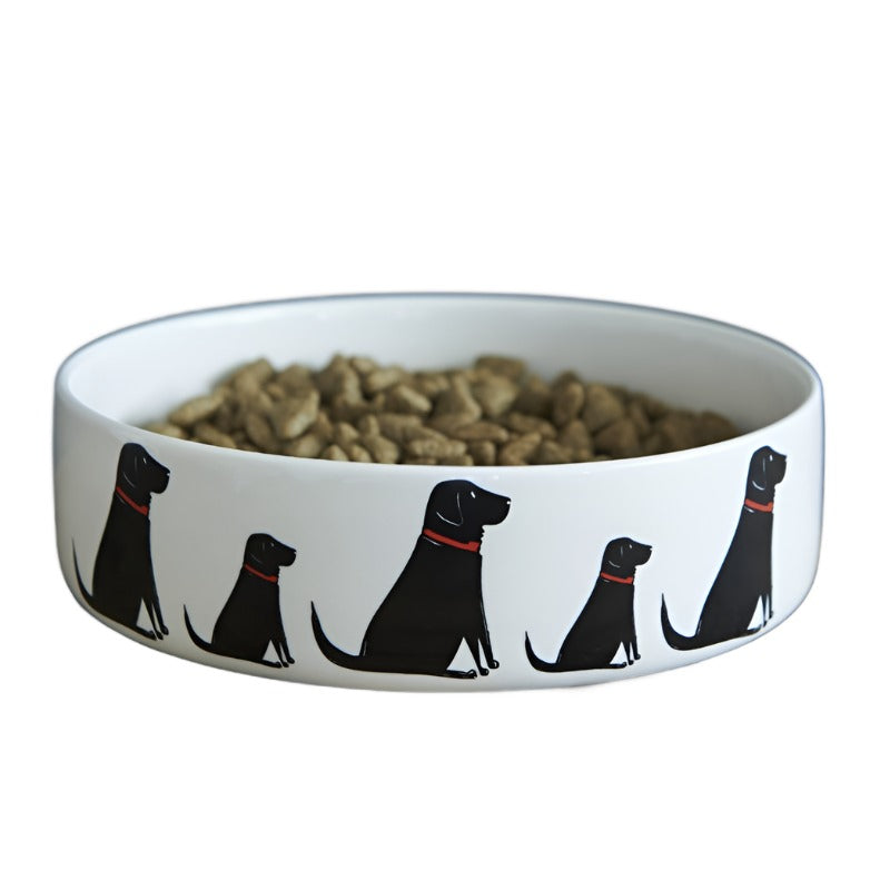 Large black Labrador dog bowl from Sweet William by Cornucopia Home and Gift, featuring a durable ceramic design with a glossy finish.