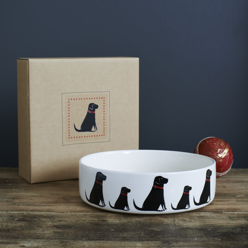 Large Black Labrador dog bowl from Sweet William by Cornucopia Home and Gift, featuring a sleek black design.