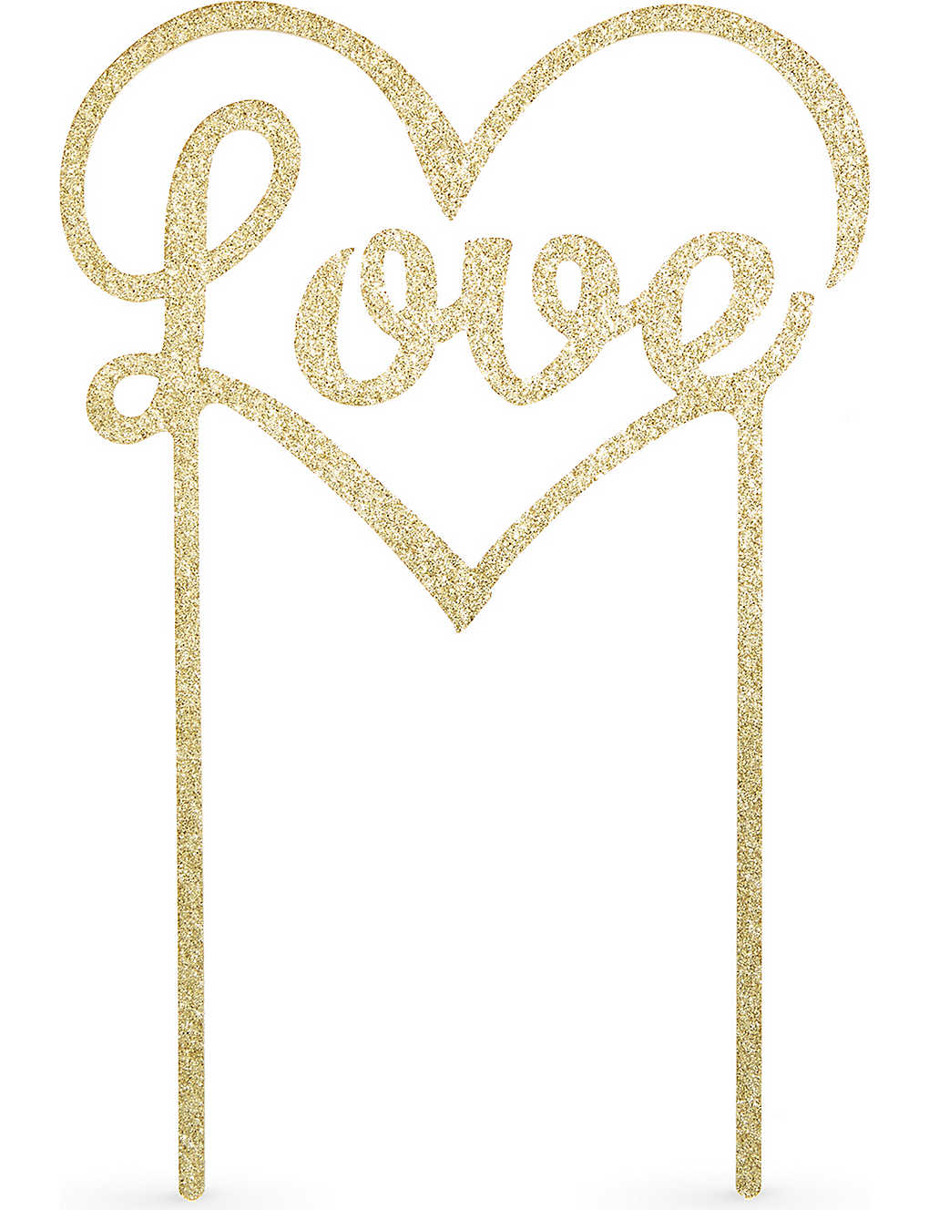 Gold Love cake topper by Talking Tables, 22cm tall, featuring elegant script for wedding or celebration cakes.