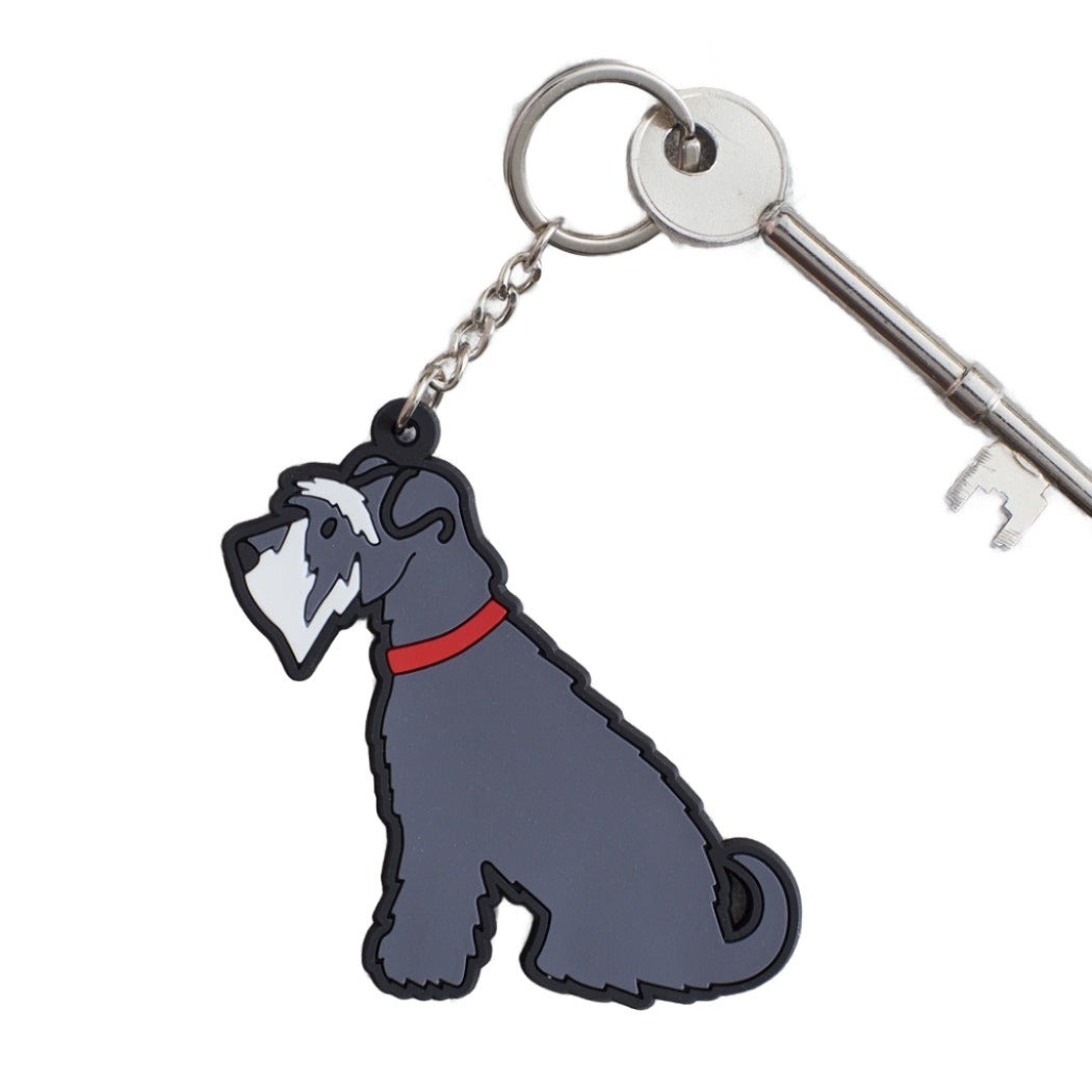 Grey Schnauzer keyring from Sweet William by Cornucopia Home and Gift, featuring a detailed grey Schnauzer dog charm.