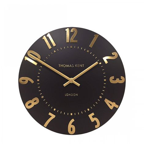 12-inch Mulberry Wall Clock Onyx by Cornucopia Home and Gift, featuring a sleek black onyx finish and modern design.