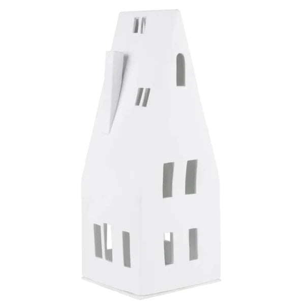 Radër large pitched roof tea light house by Cornucopia Home and Gift, featuring a charming miniature house design with a pitched roof.