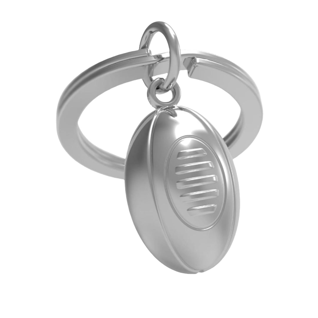 Oli Olsen rugby ball keyring featuring a small, detailed rugby ball charm with branding, perfect for key organization.