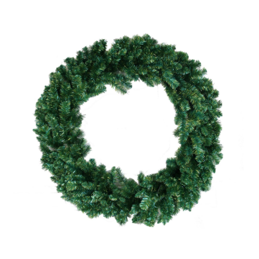 Gisela Graham Christmas giant green and gold tinsel wreath with festive decorations, perfect for holiday home decor.