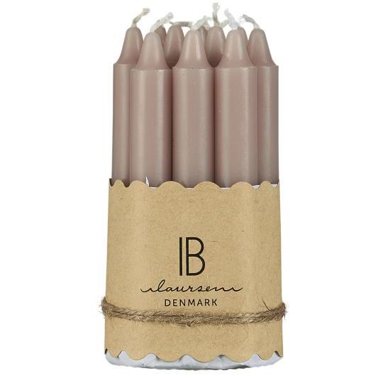 Set of 10 malva taper candles from IB Laursen Christmas collection, featuring soft purple color and elegant design.
