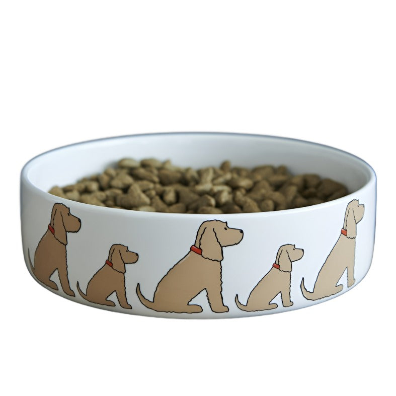 Large Golden Cocker Spaniel dog bowl by Sweet William, featuring a detailed golden cocker spaniel design for pet feeding.