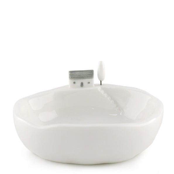 East of India Lakeside Little Houses porcelain bowl with charming house design, perfect for home decor or serving dishes.