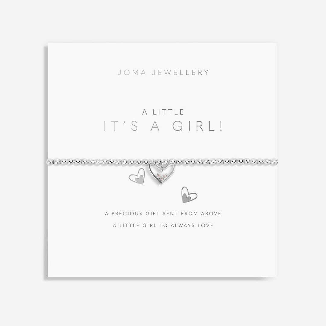 Joma Jewellery "It's A Girl" bracelet with delicate silver design, featuring a charm and beaded accents for a charming accessory.