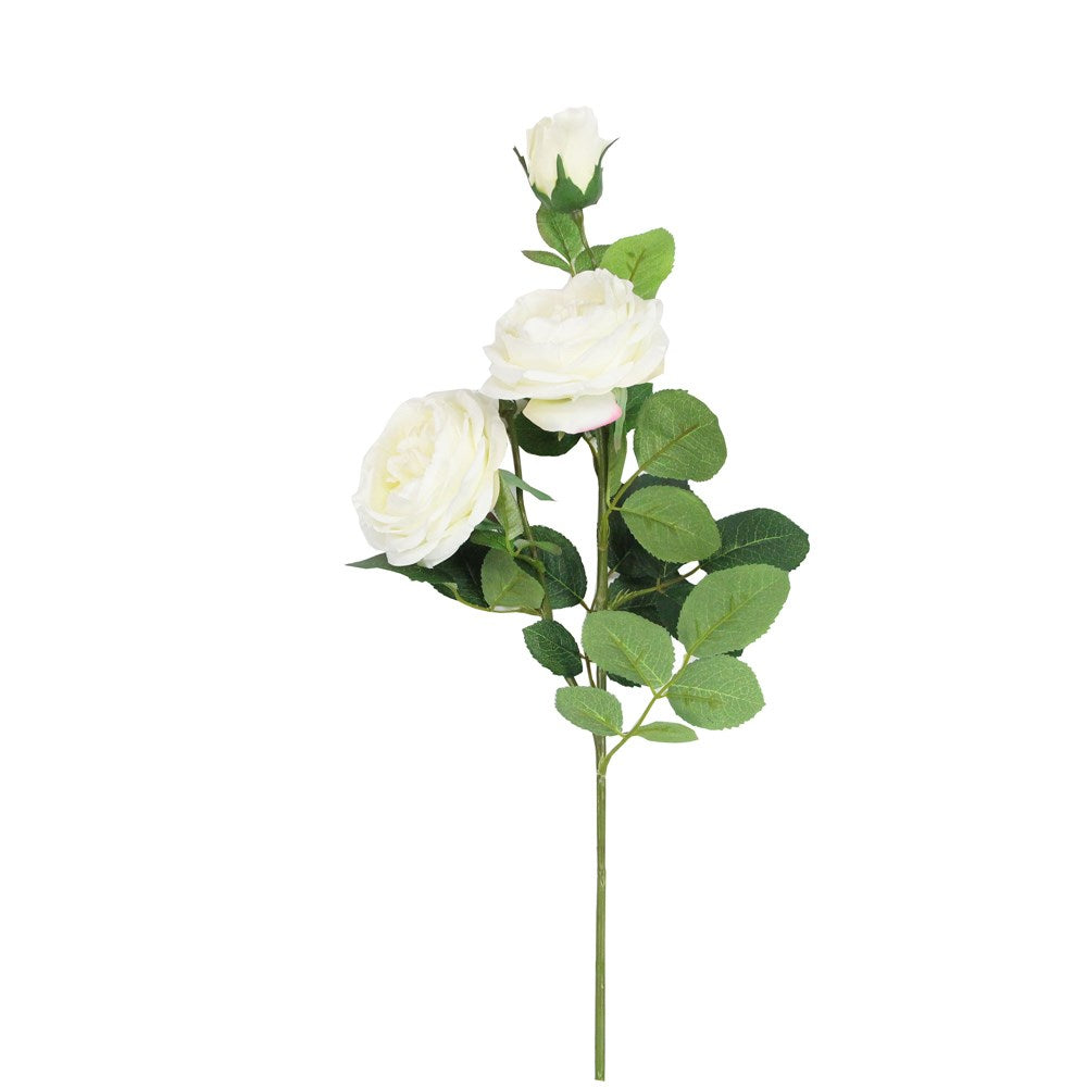 White triple rose spray by Gisela Graham featuring three delicate white roses on a decorative stem.
