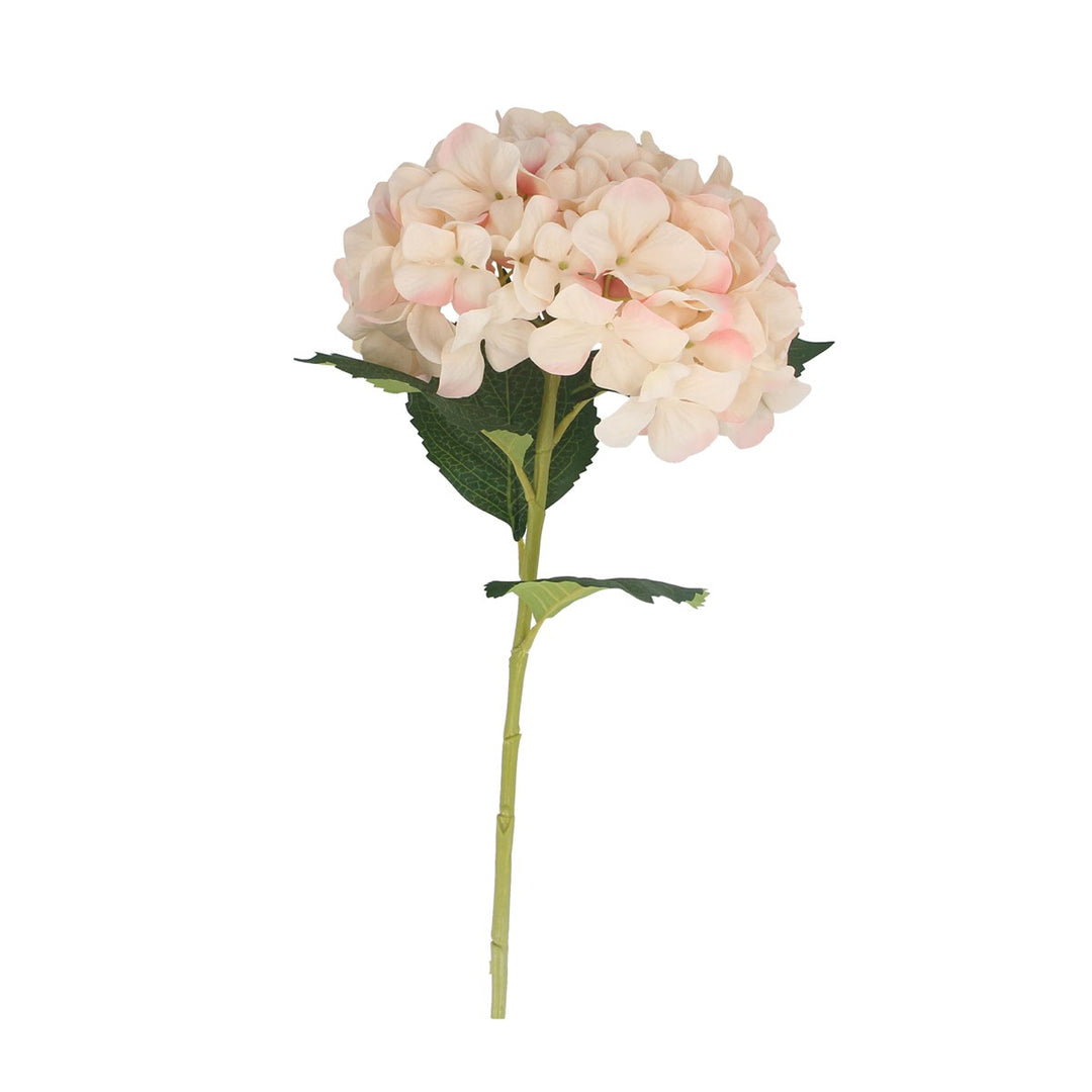 Gisela Graham blush pink giant hydrangea stem with lush, full blooms for floral arrangements and home decor.