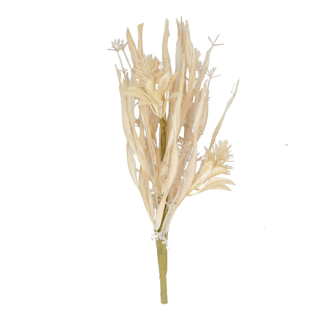 Gisela Graham Natural Paper Reed &amp; Thistle Mini Pick with paper reed and thistle foliage for decorative floral arrangements.