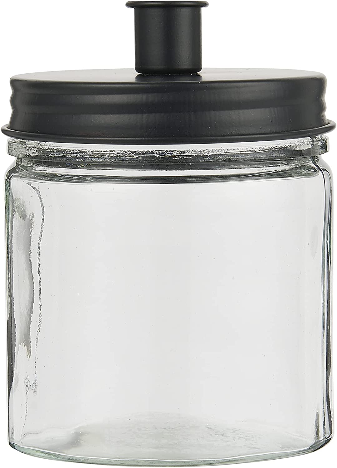 Black metal candle holder with a lid by IB Laursen, featuring a sleek design for decorative or functional use.