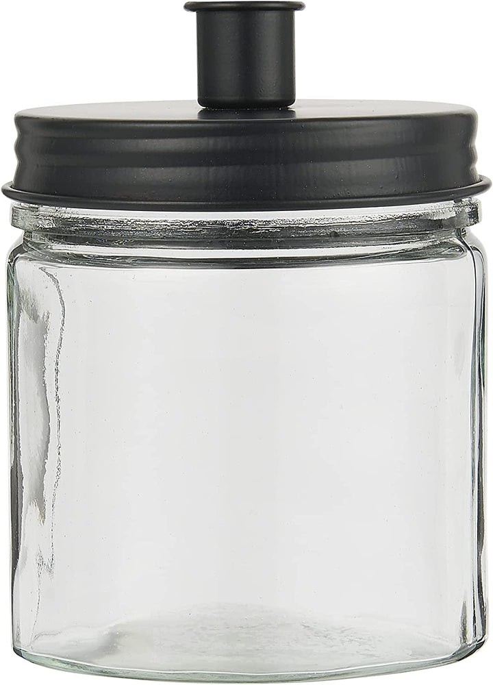 Black metal candle holder with a lid by IB Laursen, featuring a sleek design for decorative or functional use.