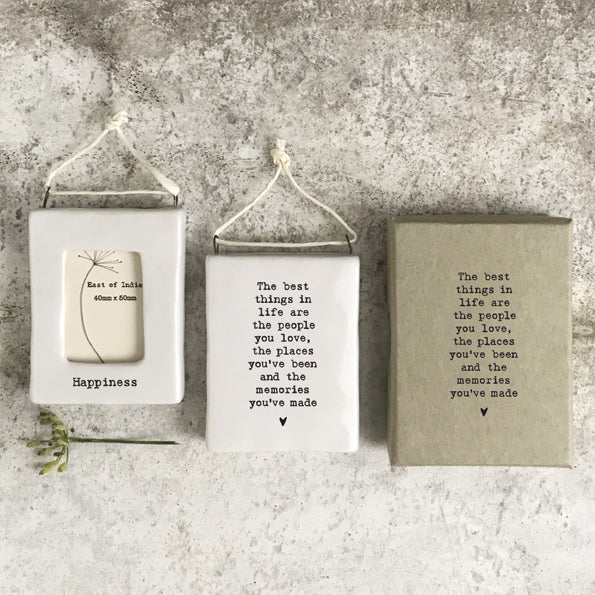 Mini hanging photo frame by East of India from Cornucopia Home and Gift, featuring a charming design for displaying small photos.