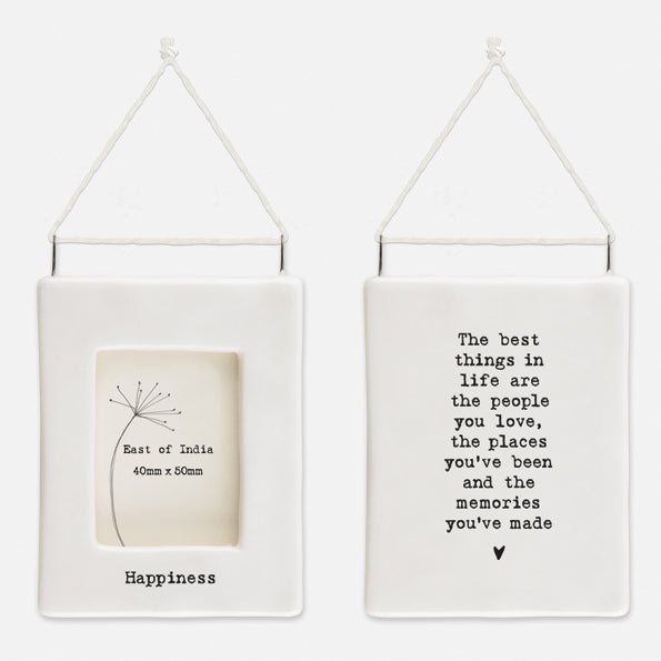 Mini hanging photo frame by East of India featuring a cheerful design, perfect for displaying cherished memories.