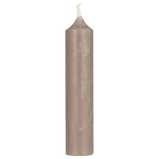 IB Laursen short dinner candle in old rose rustic style, featuring a soft pink color and textured finish, perfect for cozy table settings.