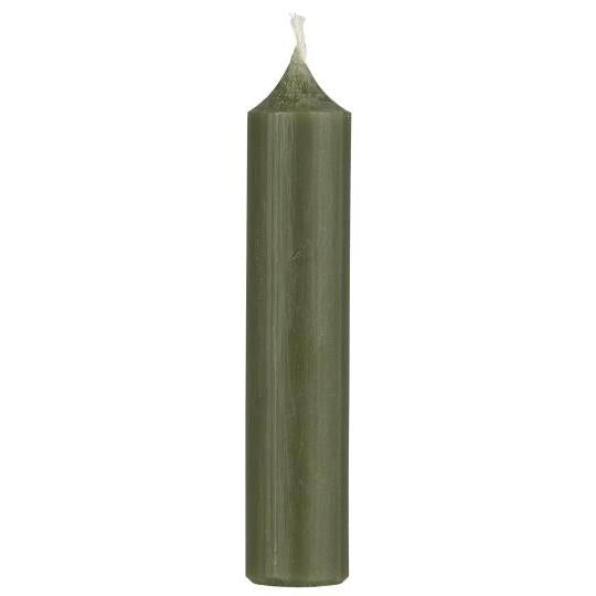 Rustic forest green short dinner candle by IB Laursen, ideal for cozy table settings and rustic decor.