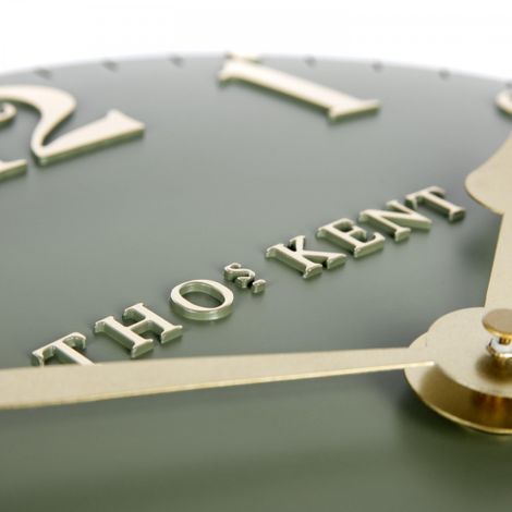 Lichen green 12-foot Arabic wall clock by Cornucopia Home and Gift, featuring bold Arabic numerals and modern design.