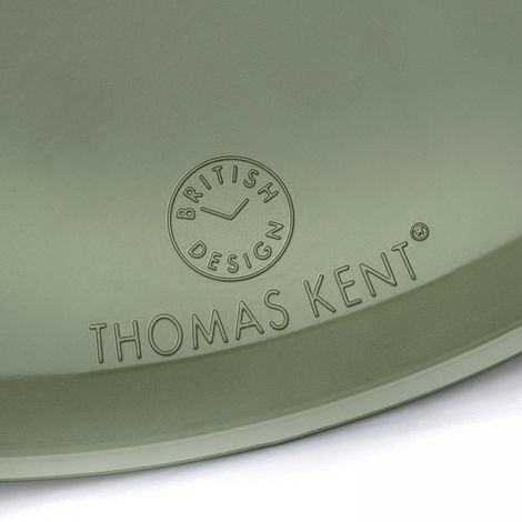 Lichen green 12-foot Arabic wall clock by Cornucopia Home and Gift, featuring bold Arabic numerals and artistic design.