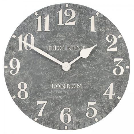 20-inch outdoor Arabic wall clock made of cement by Cornucopia Home and Gift, featuring a stylish design for garden or patio decor
