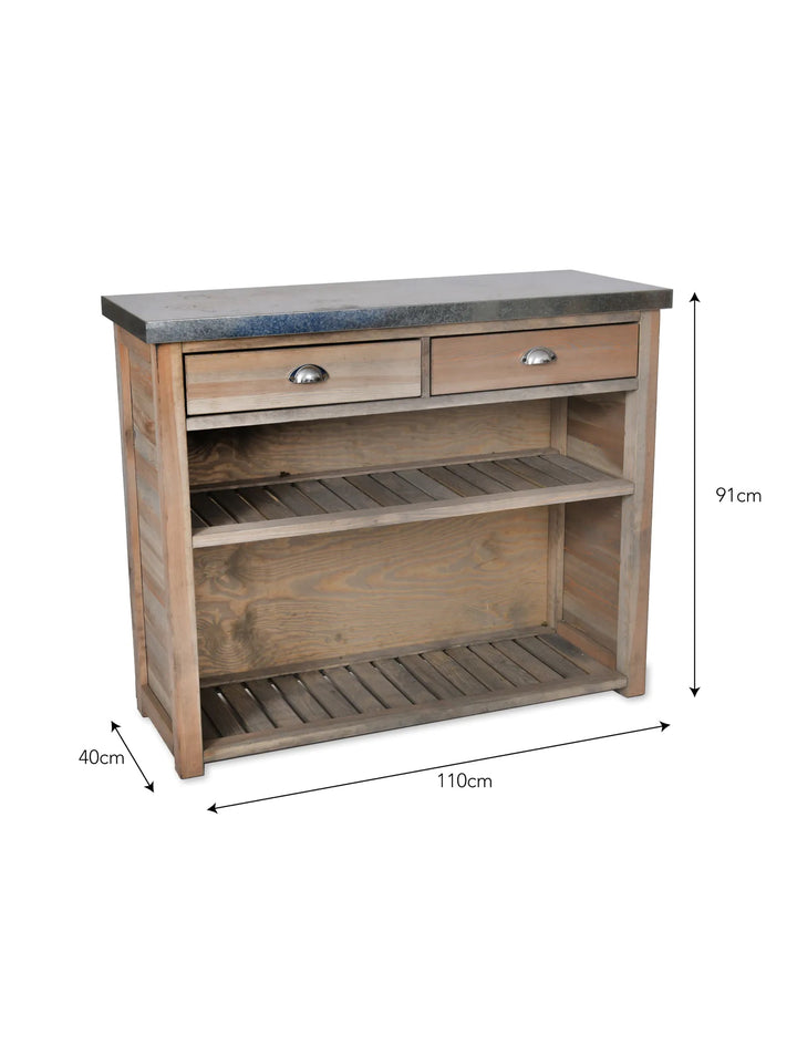 A garden bootroom unit from Garden Trading, Aldsworth Bootroom Unit, featuring wooden shelves and hooks for outdoor footwear storage.