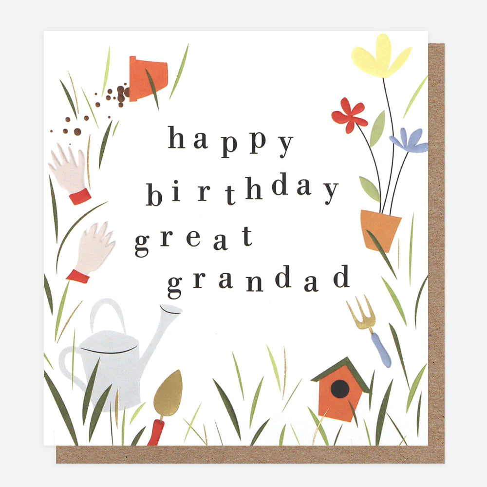 Caroline Gardner Great Grandad birthday card featuring colorful, playful design for celebrating grandfathers.