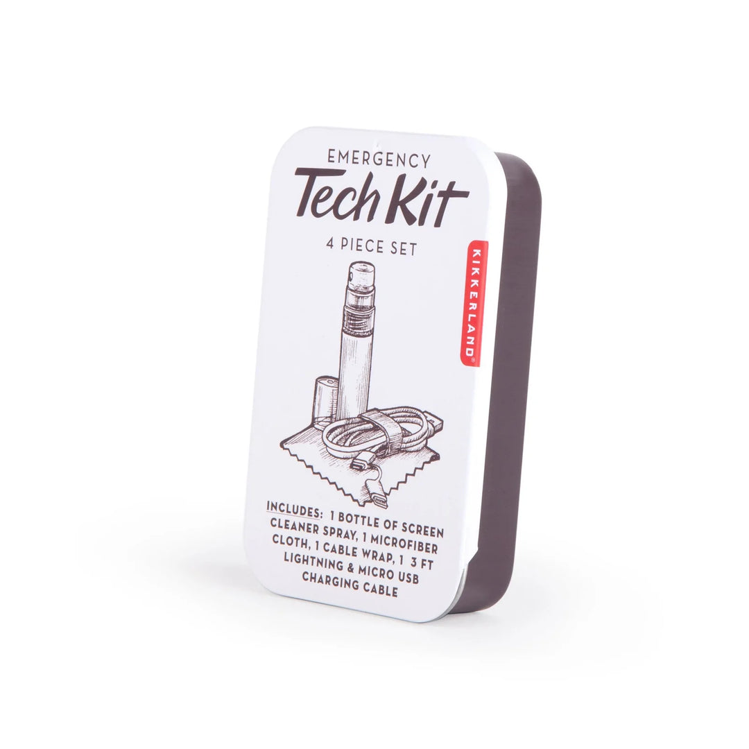 Kikkerland Emergency Tech Kit with essential tools and accessories for troubleshooting and quick repairs, compact and portable.