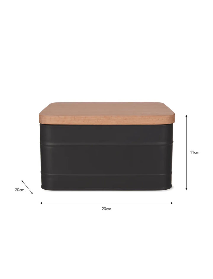 Charcoal Borough Cake Tin by Garden Trading, featuring a sleek metal design with a lid, ideal for storing baked goods.