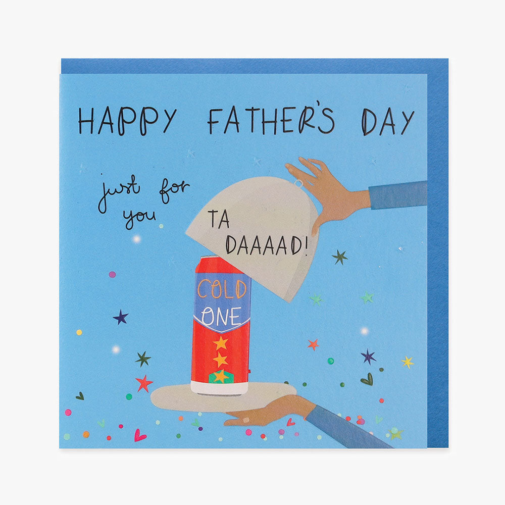 Cornucopia Worcester Happy Fathers Day beer-themed belly button card with humorous design, suitable for celebrating dads.